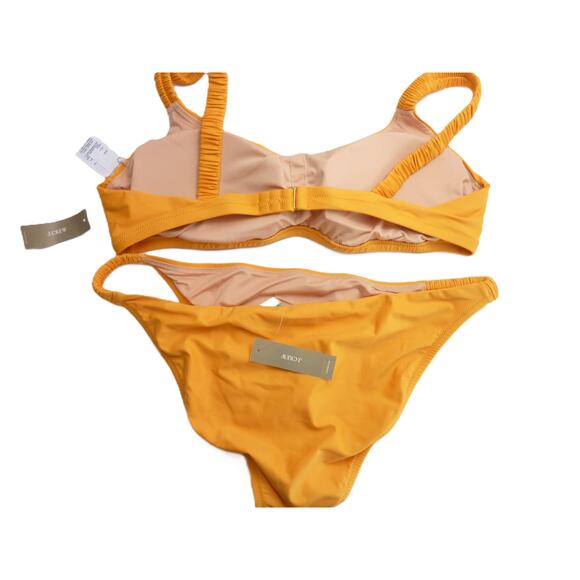 NWT J.Crew Bikini Swimsuit Marigold Orange Yellow XL Scrunchie Straps Two Piece - Picture 4 of 5